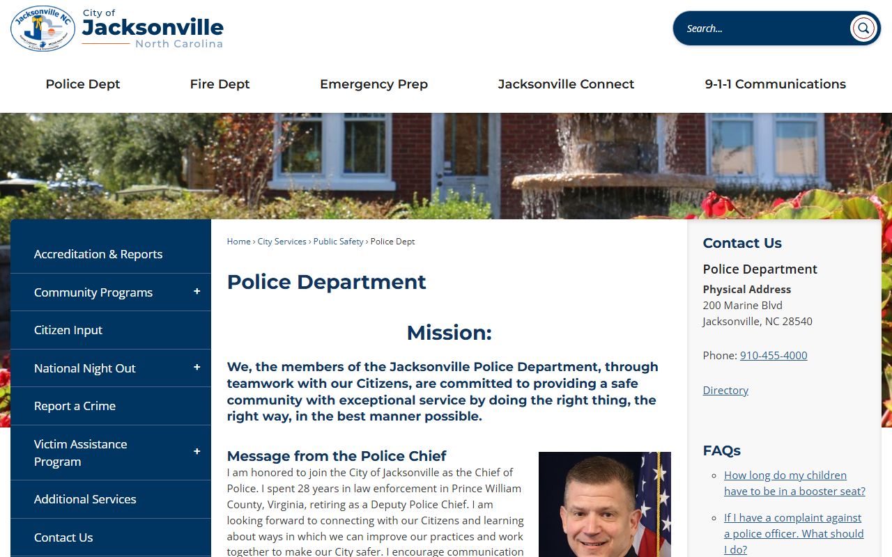 Jacksonville Police Department for arrest record requests