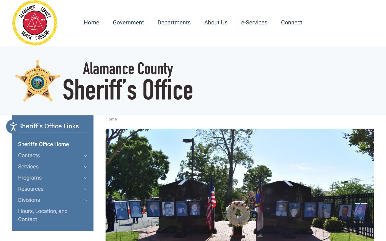 Alamance County Sheriff's Office building where arrest records are filed