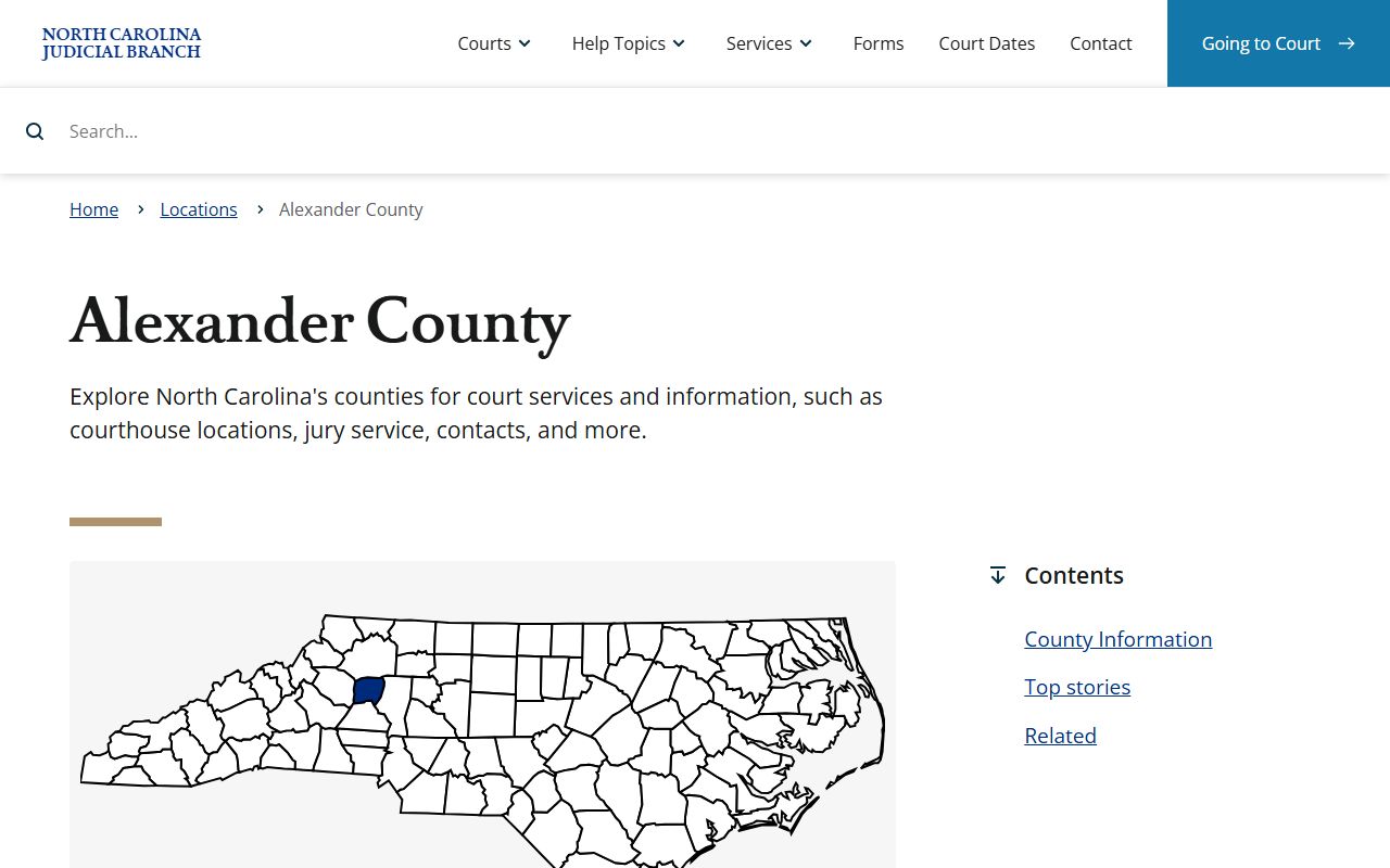 Alexander County Clerk of Superior Court for arrest and court records