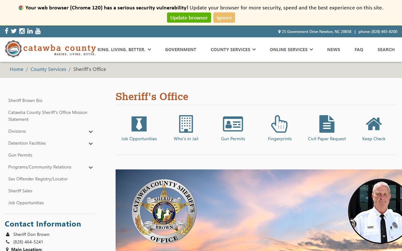 Catawba County Sheriff's Office building for arrest records