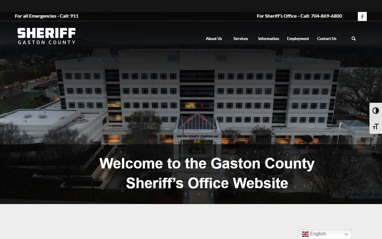 Gaston County Sheriff's Office building for arrest records in Gastonia