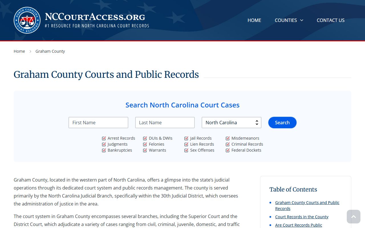Graham County court records access portal for local arrest data