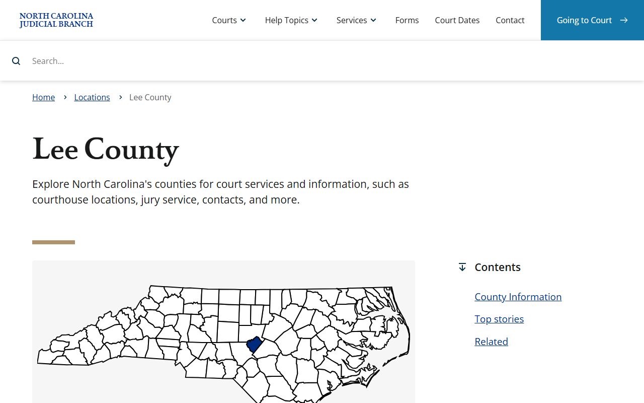 Lee County Clerk of Superior Court information on NC Courts website