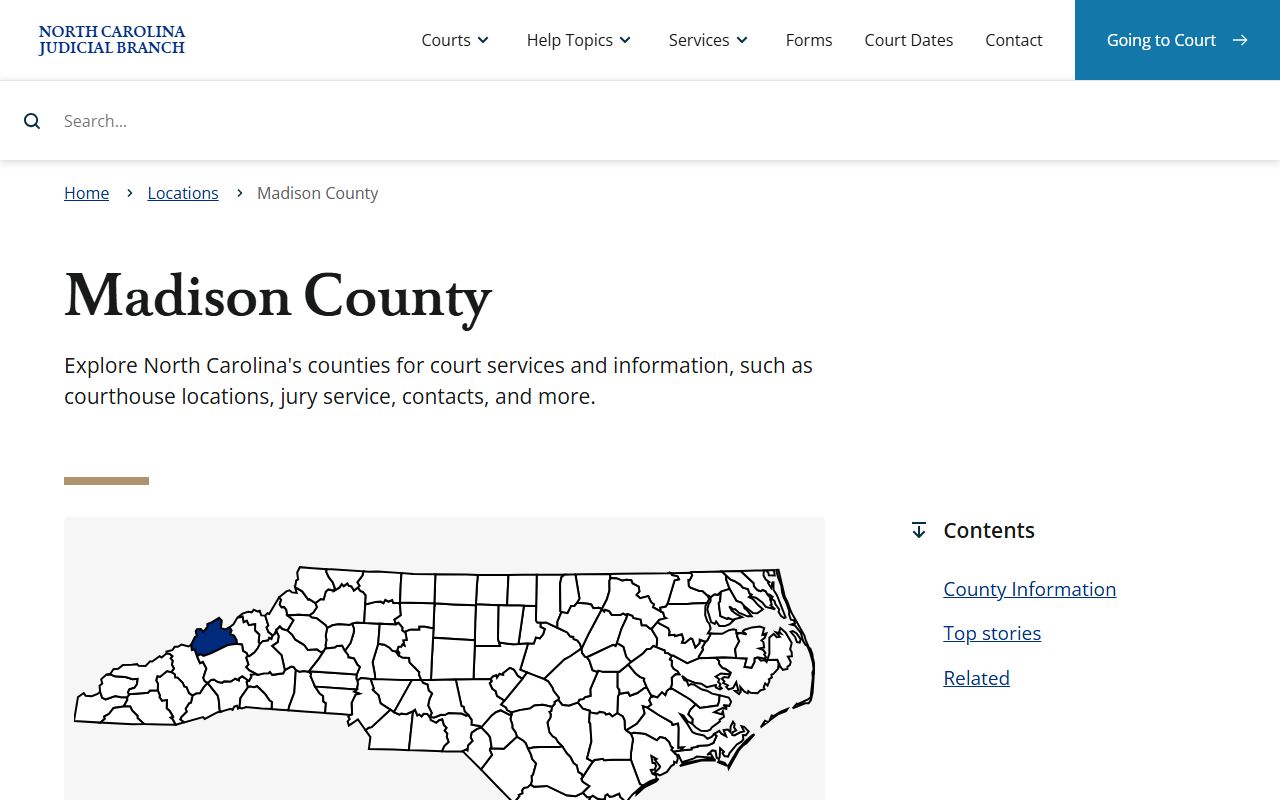 Madison County Clerk of Superior Court page on NC Judicial Branch website