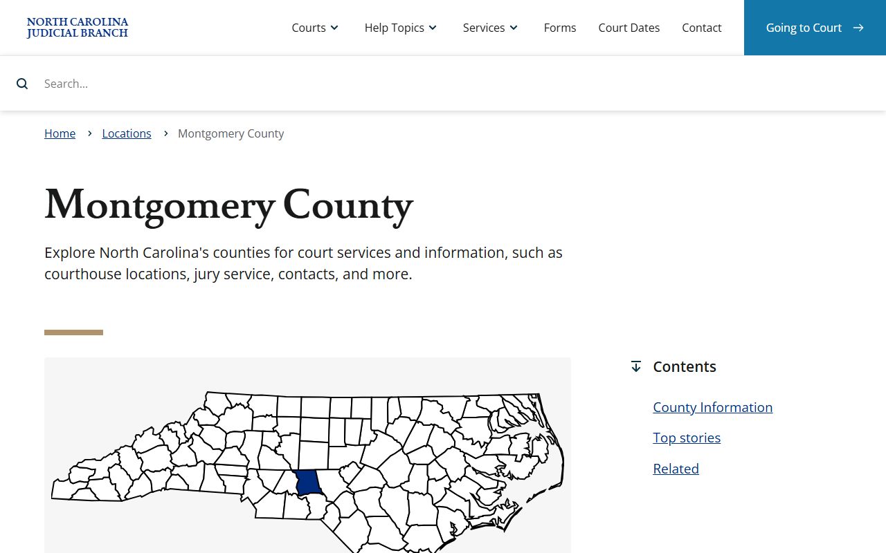 Montgomery County Clerk of Superior Court page on NC Judicial Branch website