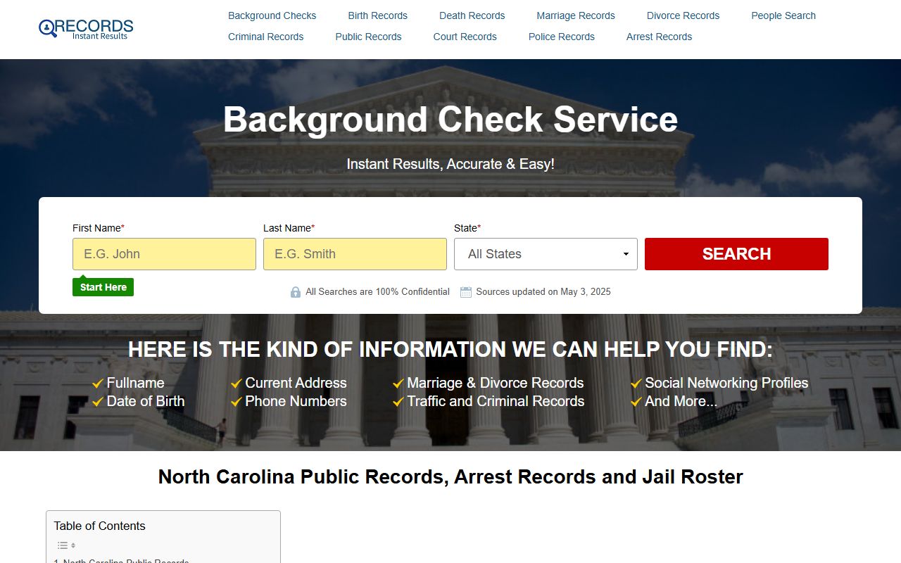 New Hanover County inmate search tool for booking record lookup