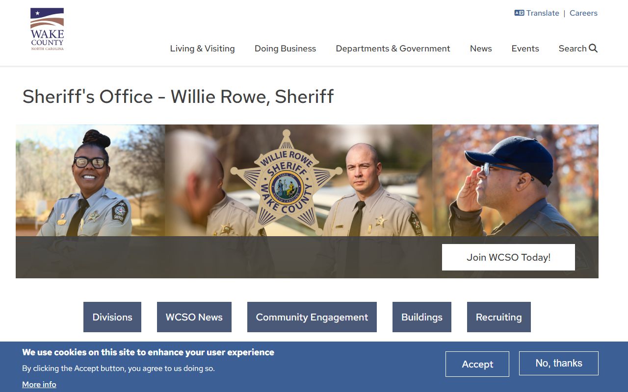 Wake County Sheriff Office website for arrest record searches